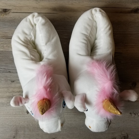 Silver Lilly Unicorn Plush Slippers NWT - Picture 3 of 7